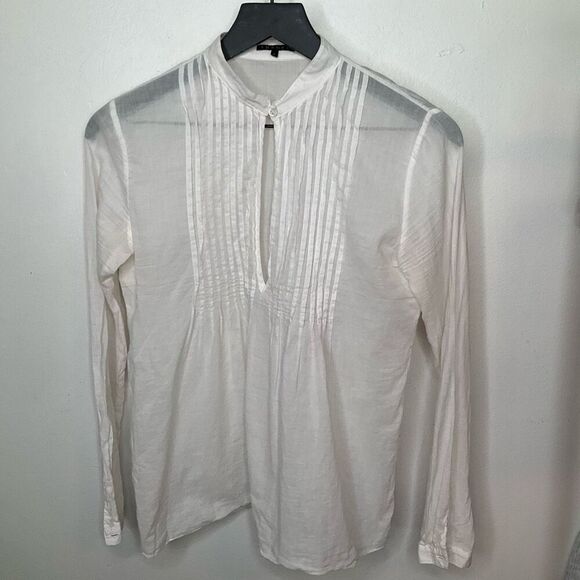 Theory Cotton Semi Sheer Blouse - Picture 1 of 5